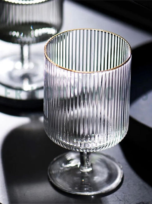 Ripple Low Foot Real Crystal Gold Rim Drink Glass - 300ml | 10oz | 6PC