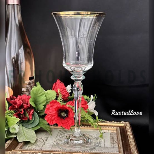 Mikasa Crystal Wine Glass With Gold Rim | 230ml/9OZ