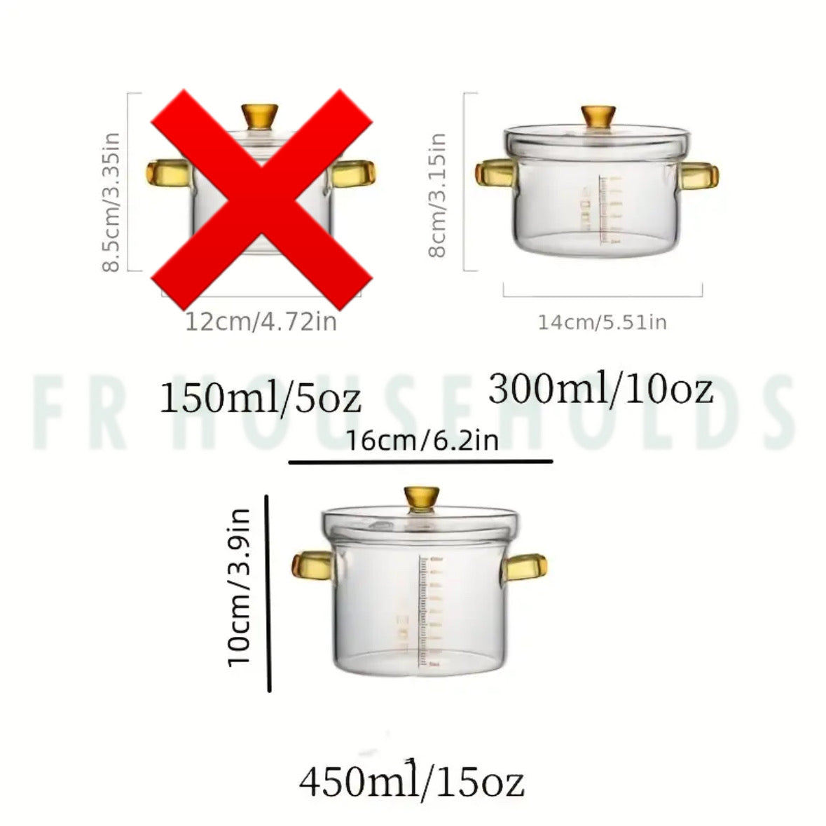 450ml - 350ml | Glass Cooking Pot – Elegant & Heat-Resistant