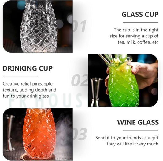 480ml Pineapple Shaped Cocktail Glass With Straw