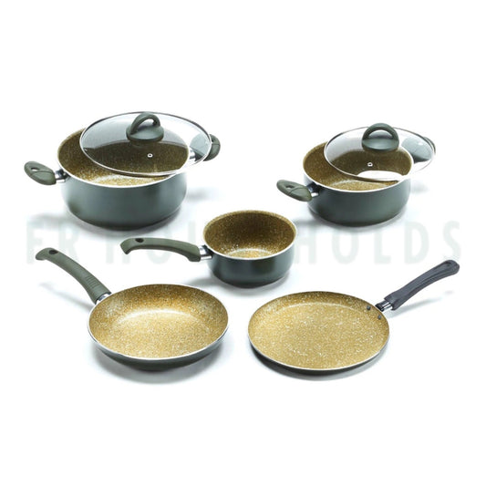 Illa 7 Piece Bio Cook Oil Regular Bottom Cookware Set - Non-Stick, Aluminum in Green | (Made In ITALY)