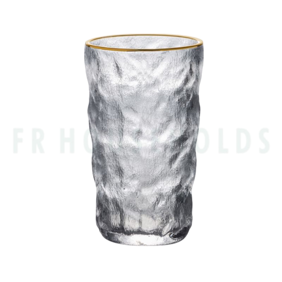 Frozen Ice Gold Rim Drink Glass | 400ml - Clear - 6PC