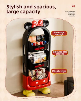 Disney Mickey & Friends 3-Tier Mobile Storage Trolley Cart - Black Edition
