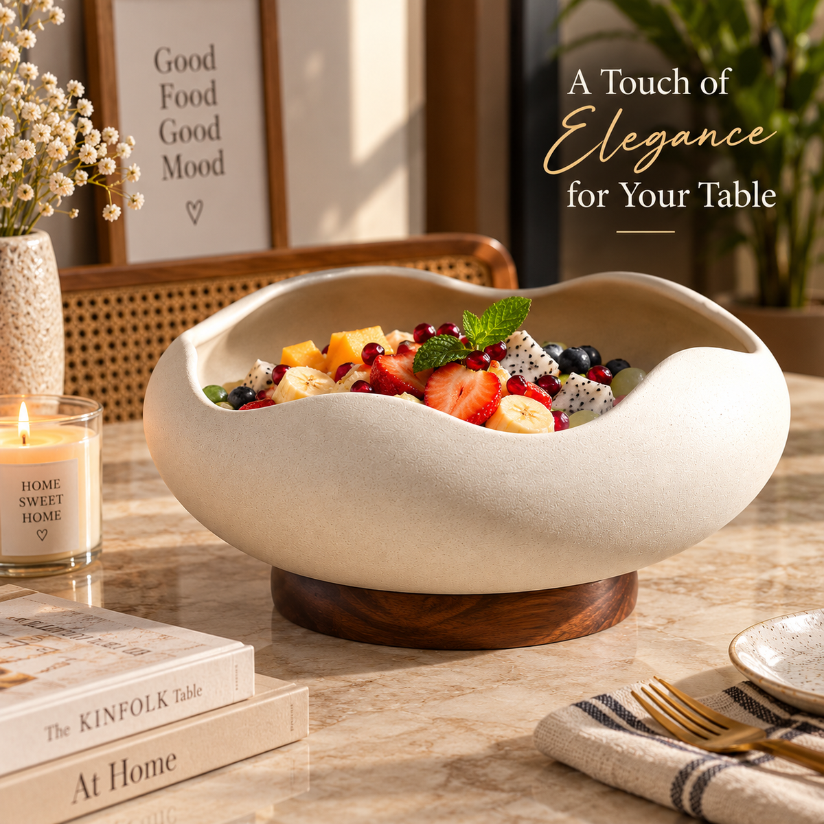Modern Sculptural Decorative Bowl with Raised Base
