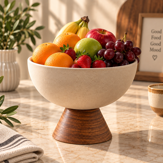 Large Pedestal Serving Bowl with Raised Base