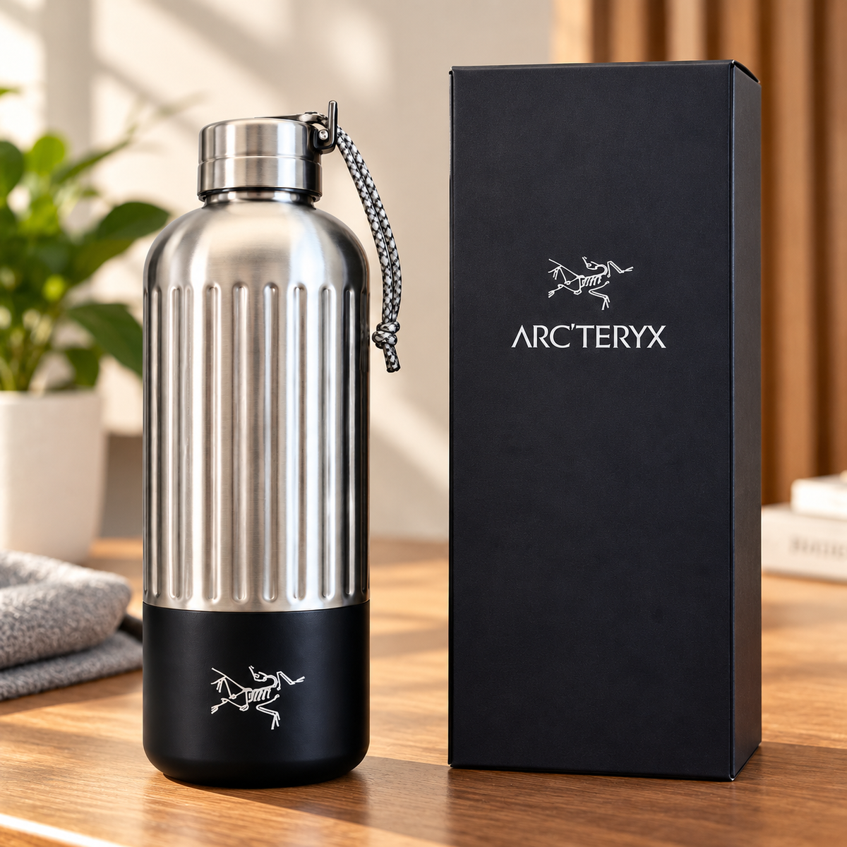 Arc’Teryx Stainless Steel Water Bottle with Carry Rope & Gift Box