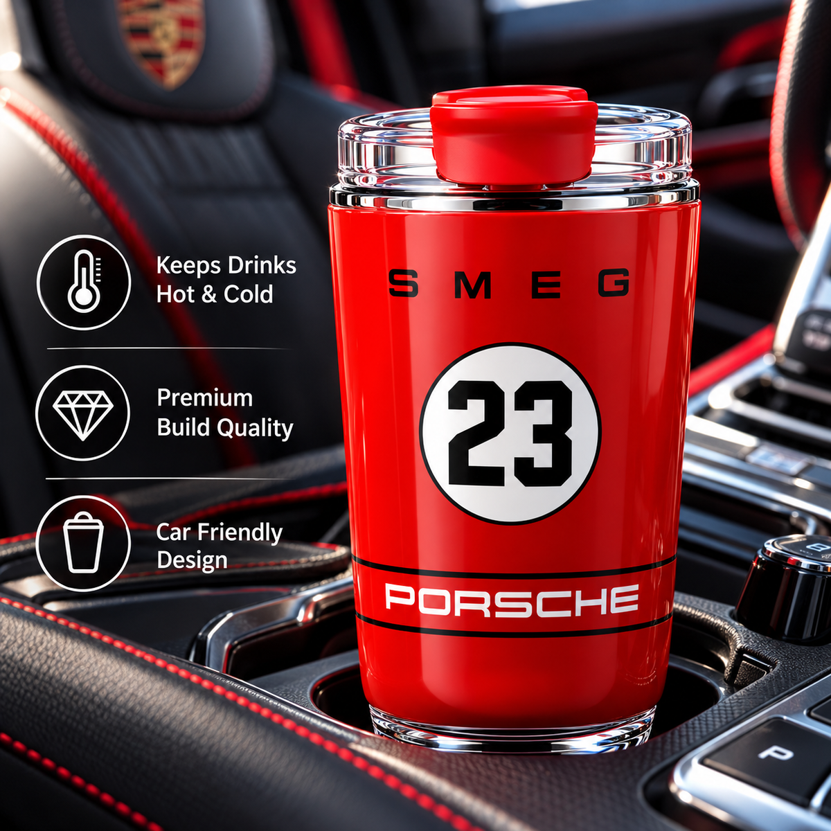 SMEG X PORSCHE Coffe Cup – 320ml | Hot & Cold - RED