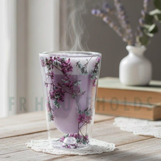 400ml | Double Wall Dried Flower Straight Glass – Elegant & Aesthetic Drinkware