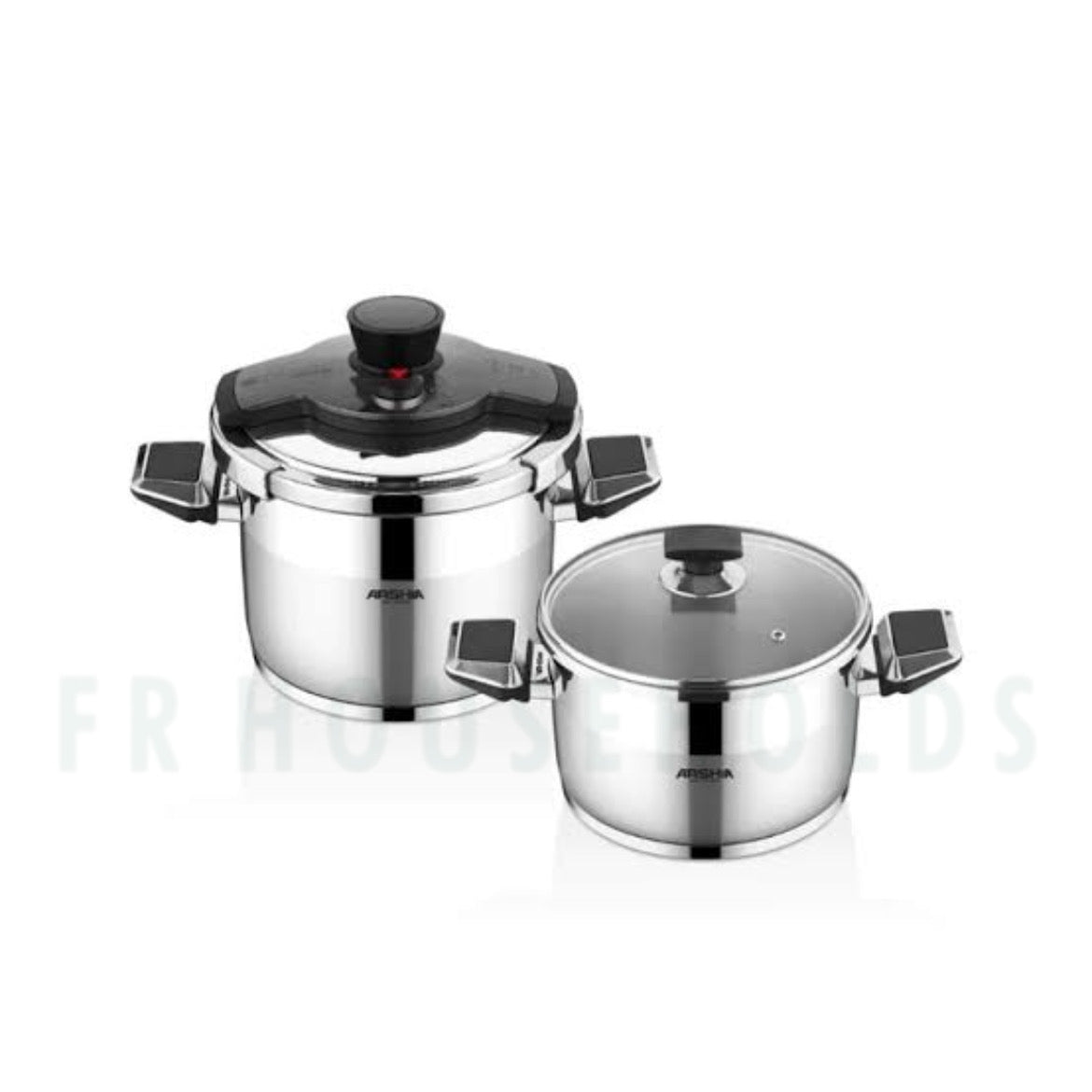Arshia Stainless Steel Twin Pressure Cooker 4L+7L Gray