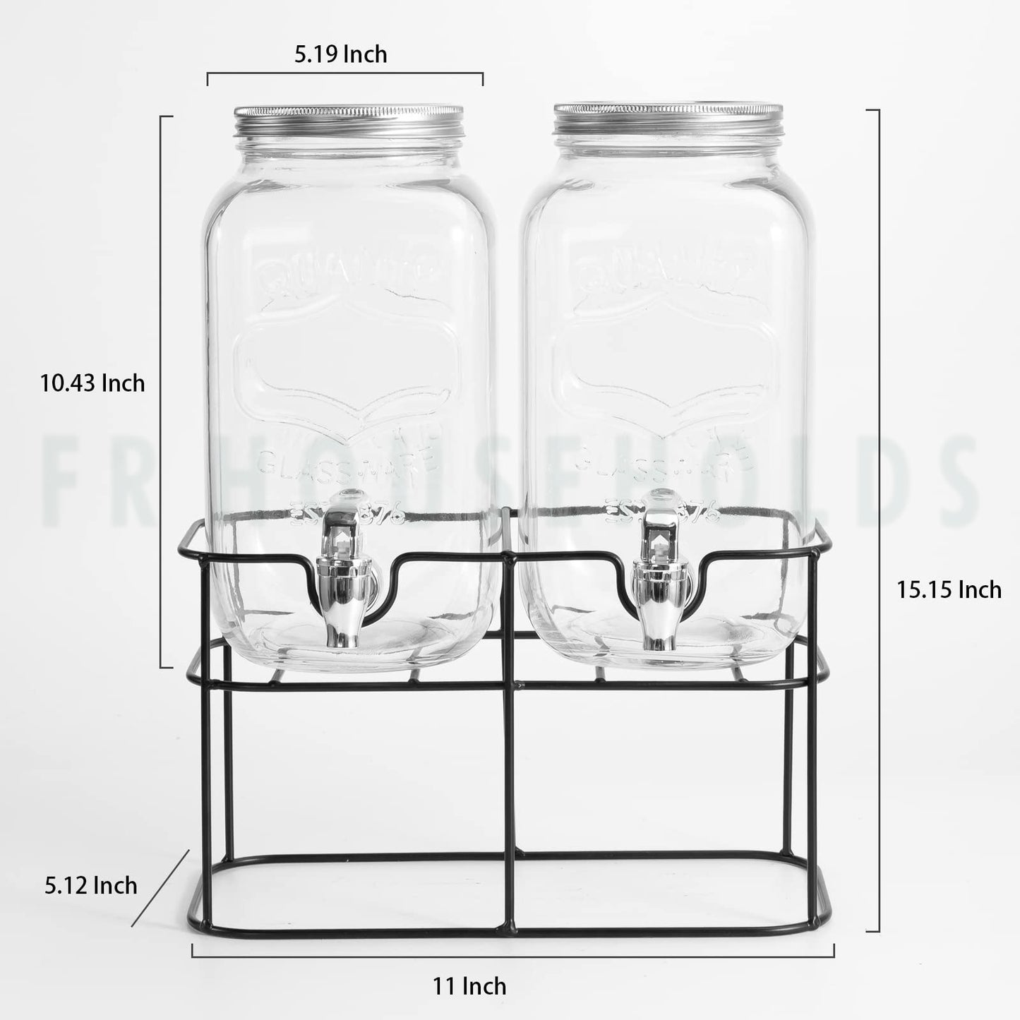 Metal Stand Double Tank Beverage Dispenser Stand 4Liter + 4Liter Capacity