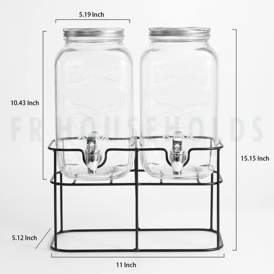 Metal Stand Double Tank Beverage Dispenser Stand 4Liter + 4Liter Capacity