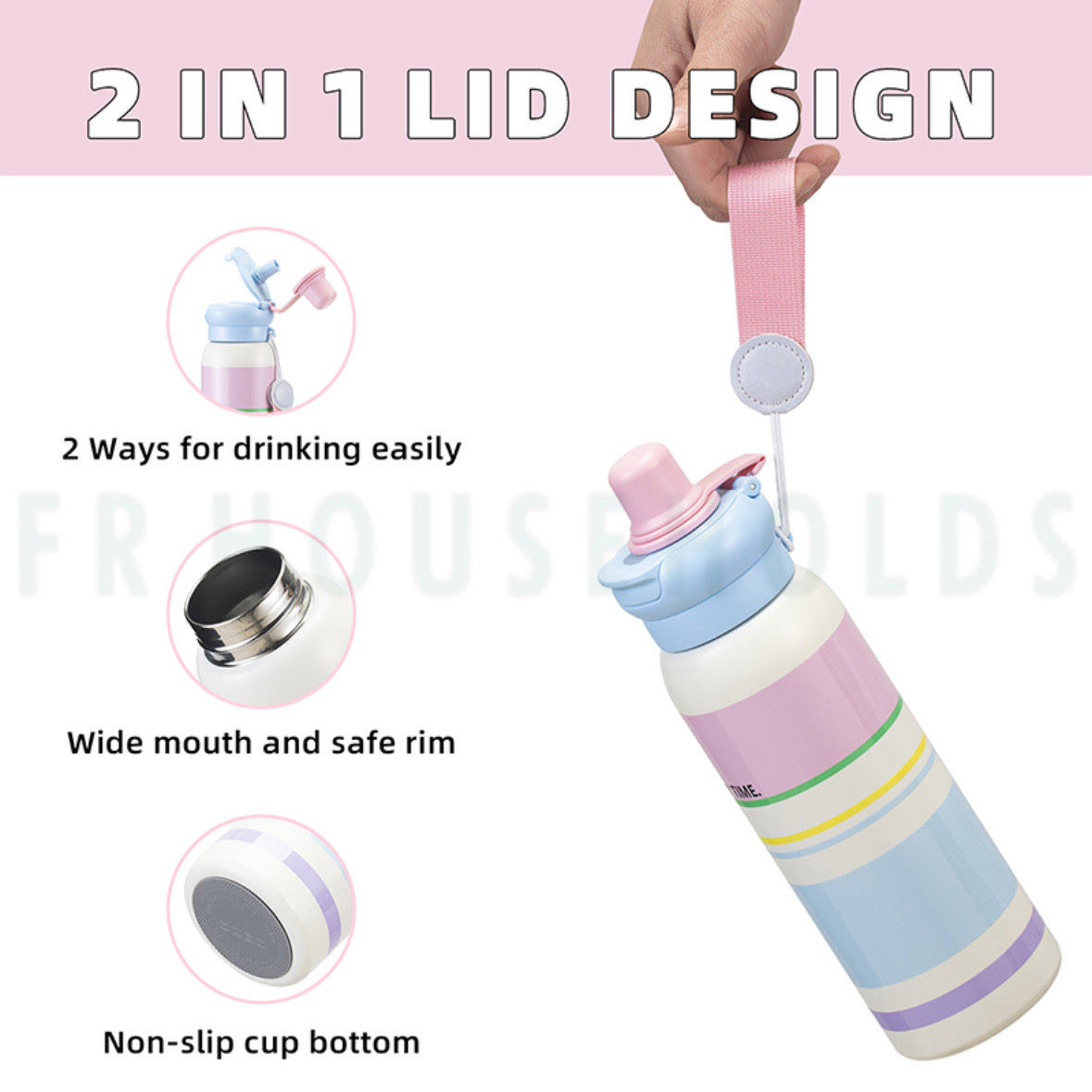Modern Style Stainless Steel Insulated Water Bottle - 600ml