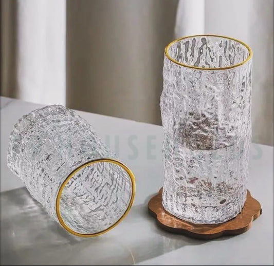 Ice Texture Crystal Drink Glass - 400ml - 6PC