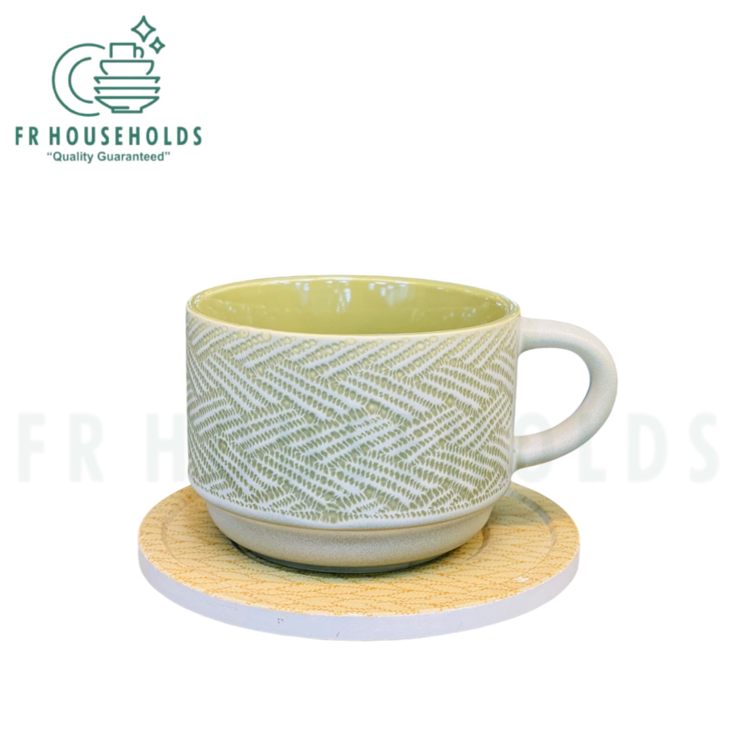 DannyHomes Stoneware Cup & Coasters Set – Rockery Texture Engraving