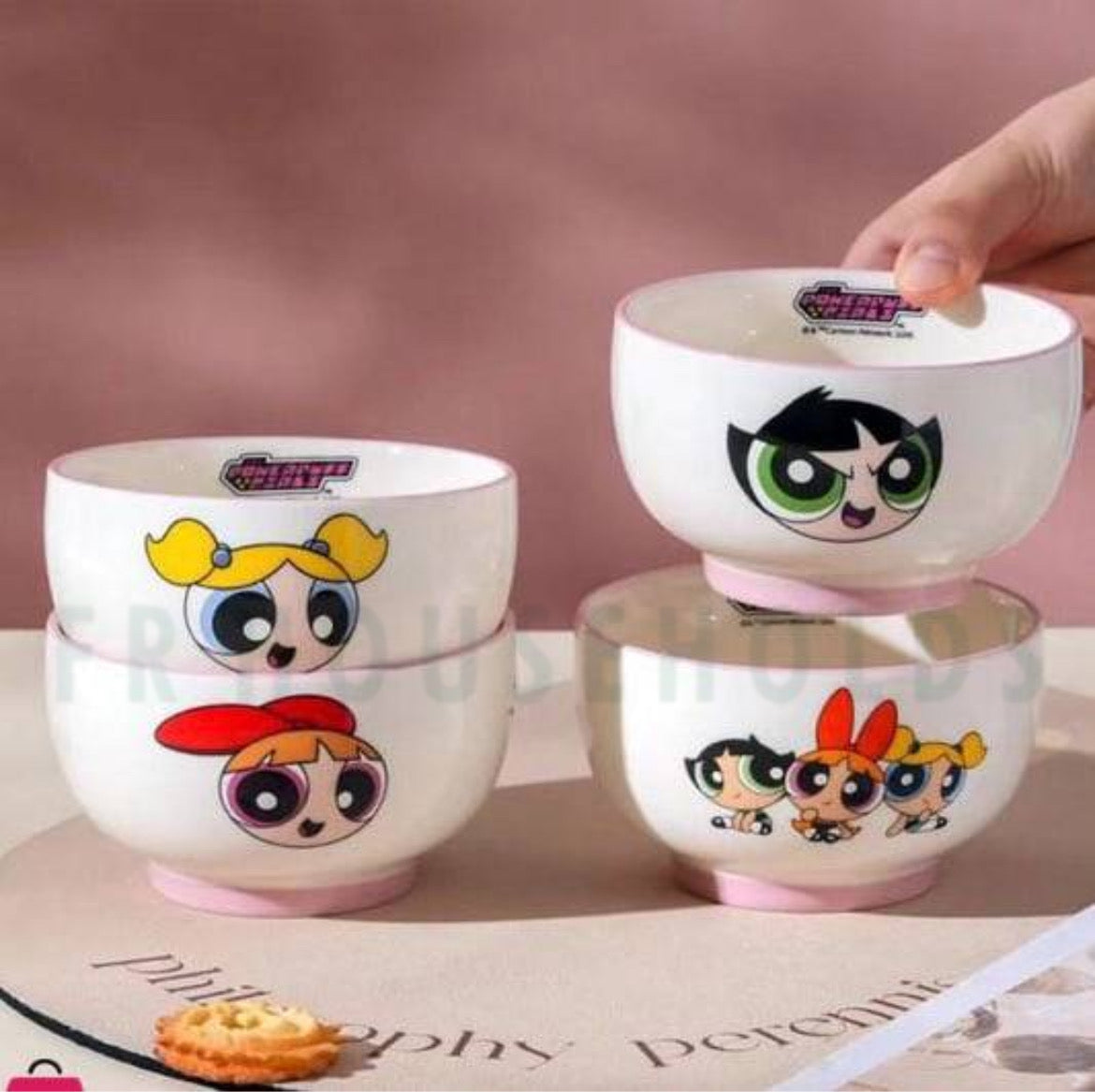 POWERPUFF GIRLS PORCELAIN BOWLS SET WITH ORIGINAL GIFT BOX | 4 PCS SET