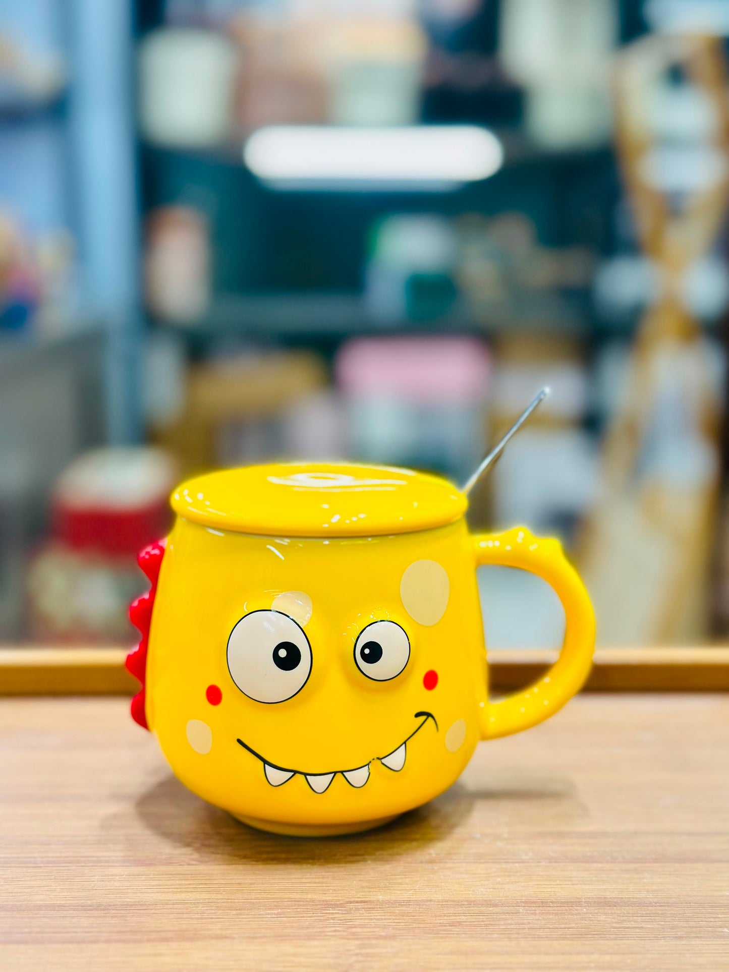 Cute Monster Ceramic Mug with Lid and Spoon Set | FR HOUSEHOLDS