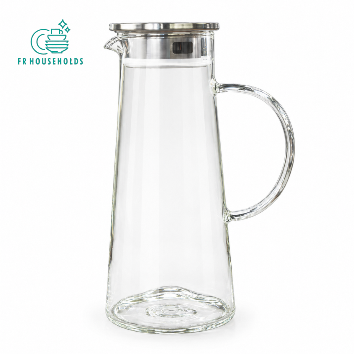Slim Glass Water Pitcher & Drink Carafe with Stainless Steel Filter Lid