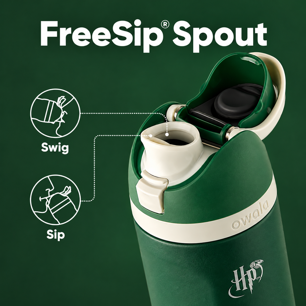 Owala FreeSip® Water Bottle - 32oz | Harry Potter Slytherin