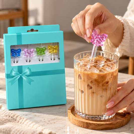 Butterfly Straw Set – 4 Pcs with Gift Box