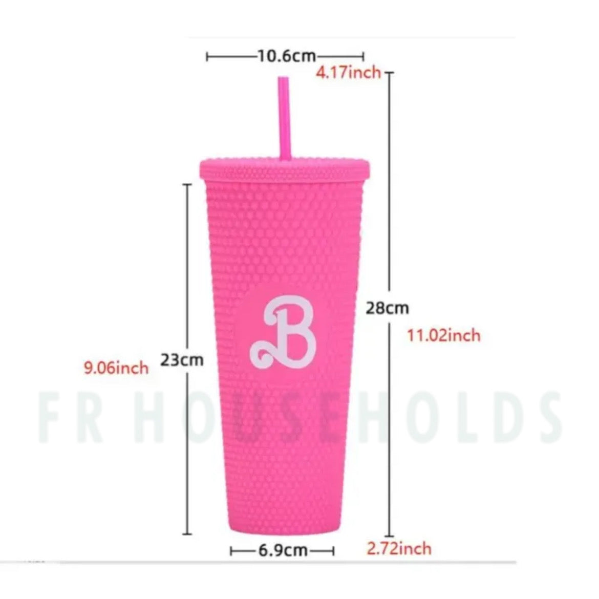 Acrylic Barbie Theme Tumbler with Straw | 2pcs Set | 700 ML | Airtight & Leakproof | Secure Cap | Pink Color | Box Packing