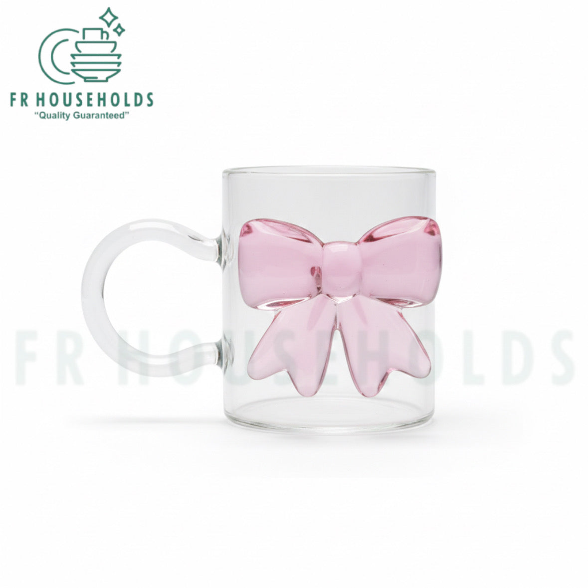 Crystal Glass Bow Mug – Viral Aesthetic Coffee & Tea Mug | 300ml - 1pc