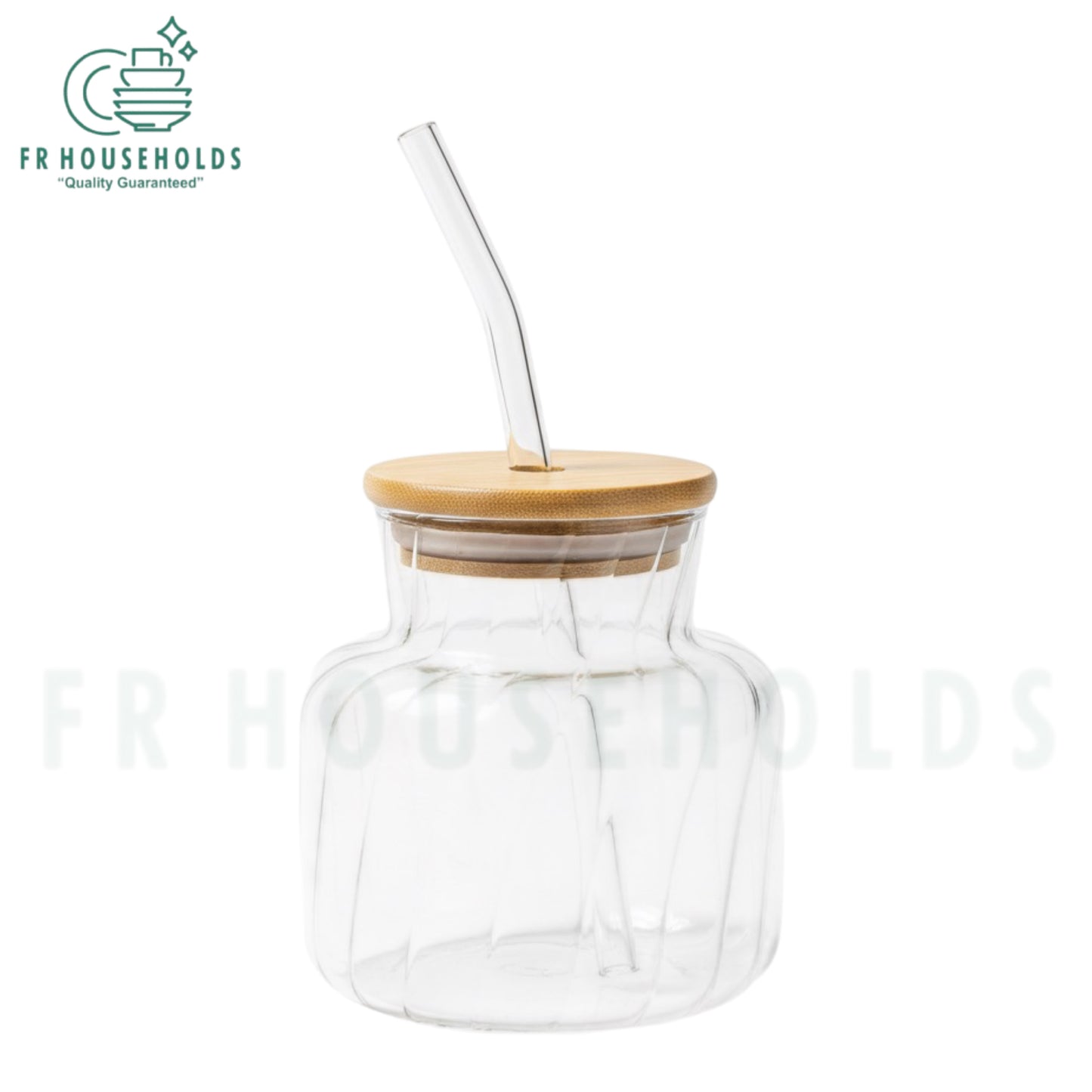400ml CHICORY Latte Glass with Bamboo Lid & Straw – Modern, Eco-Friendly Drinkware