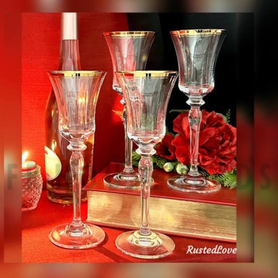 Mikasa Crystal Wine Glass With Gold Rim | 230ml/9OZ