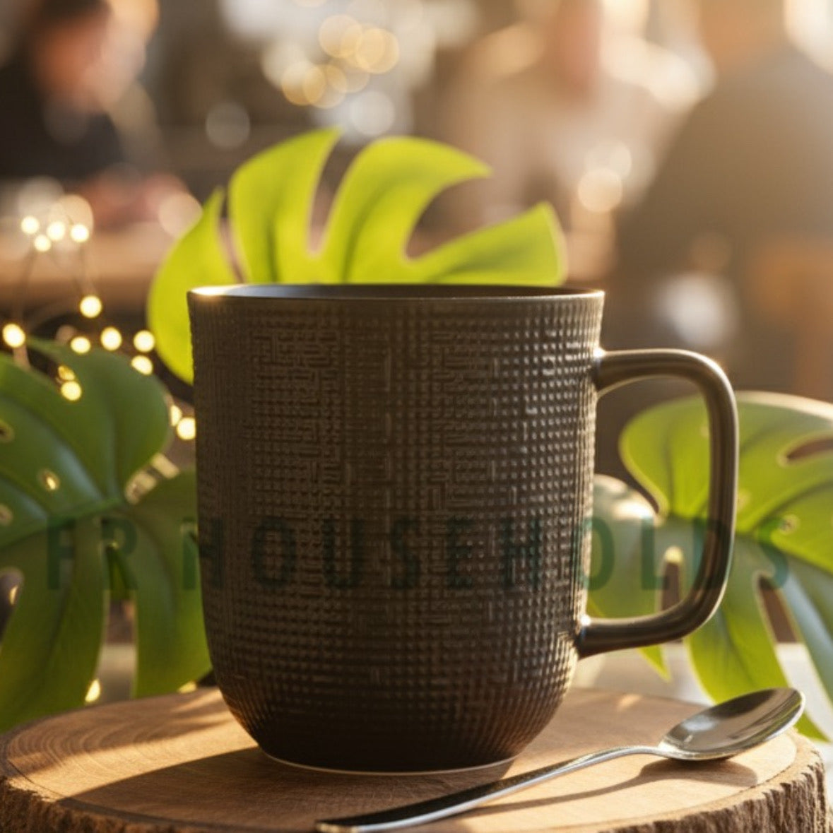 Matte Black 300ml Embossed Texture Earthenware Mug – Elegant, Handcrafted & Timeless | 6 Peices Set