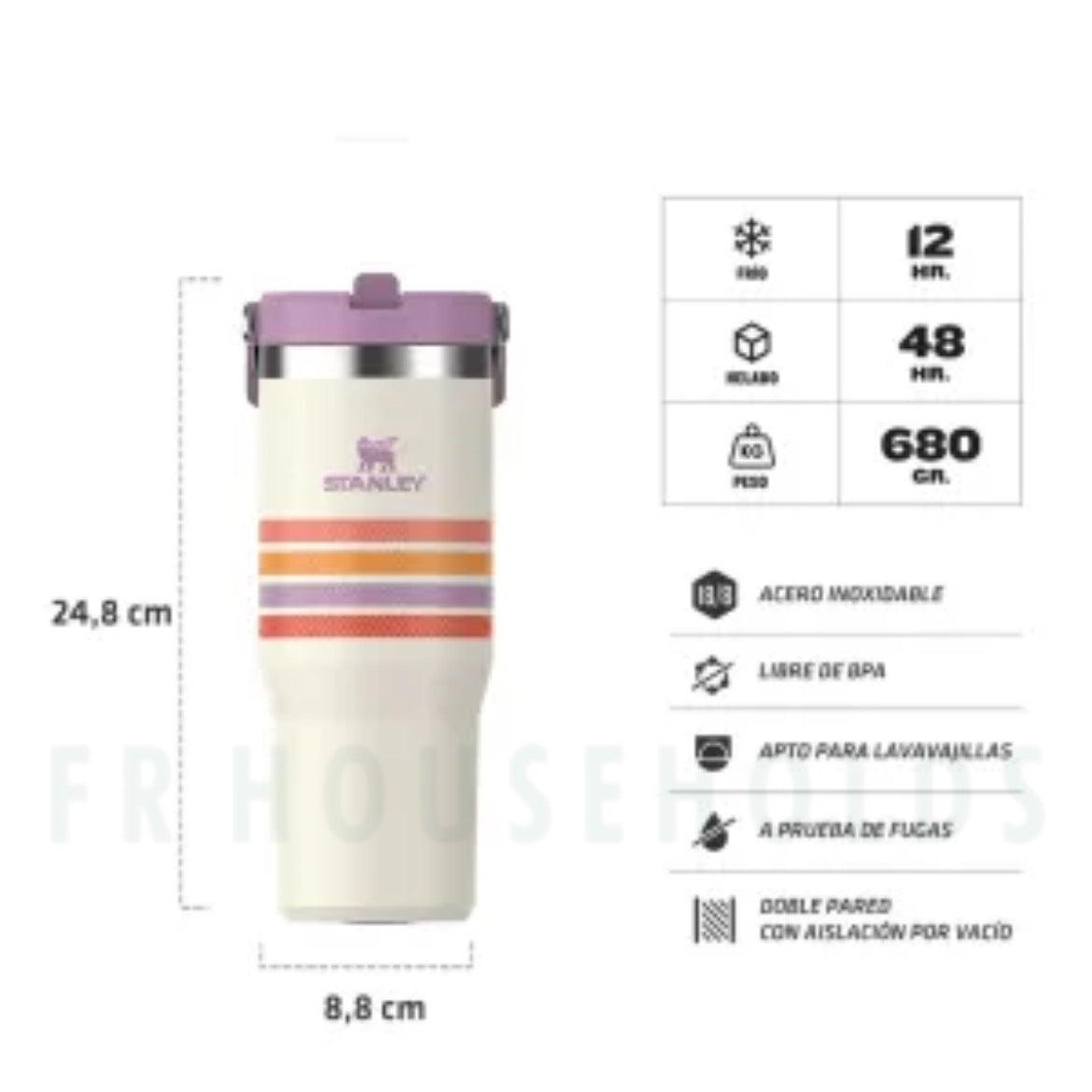 THE VARSITY ICEFLOW™ FLIP STRAW TUMBLER | 30 OZ (Cream Lilac Stripe)