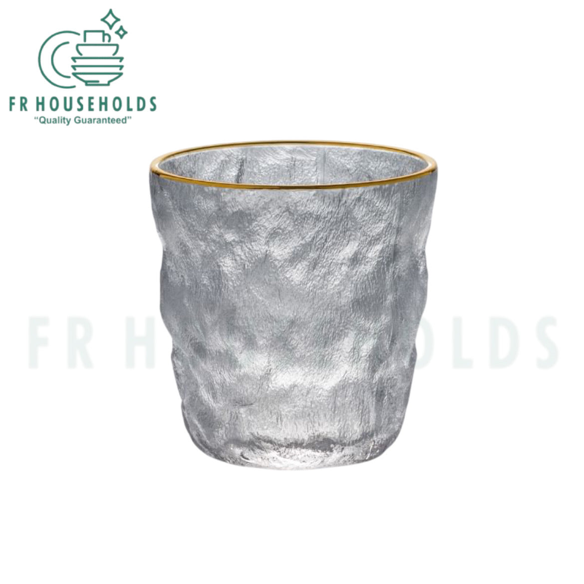 Frozen Ice Gold Rim Drink Glass | 280ml - Clear - 6PC
