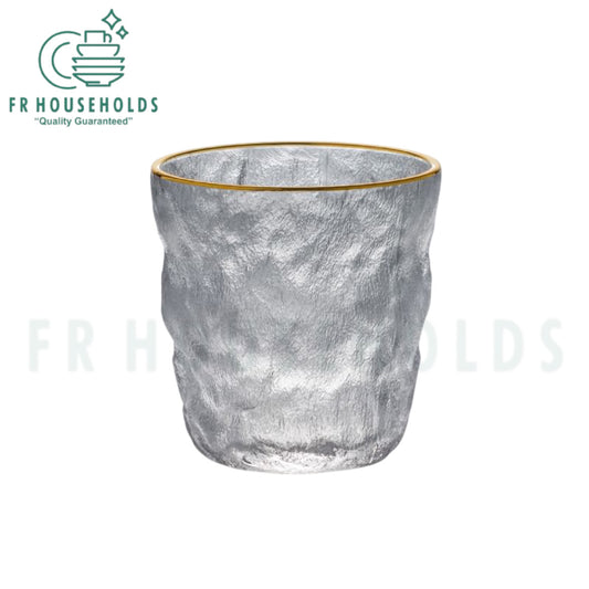 Frozen Ice Gold Rim Drink Glass | 280ml - Clear - 6PC