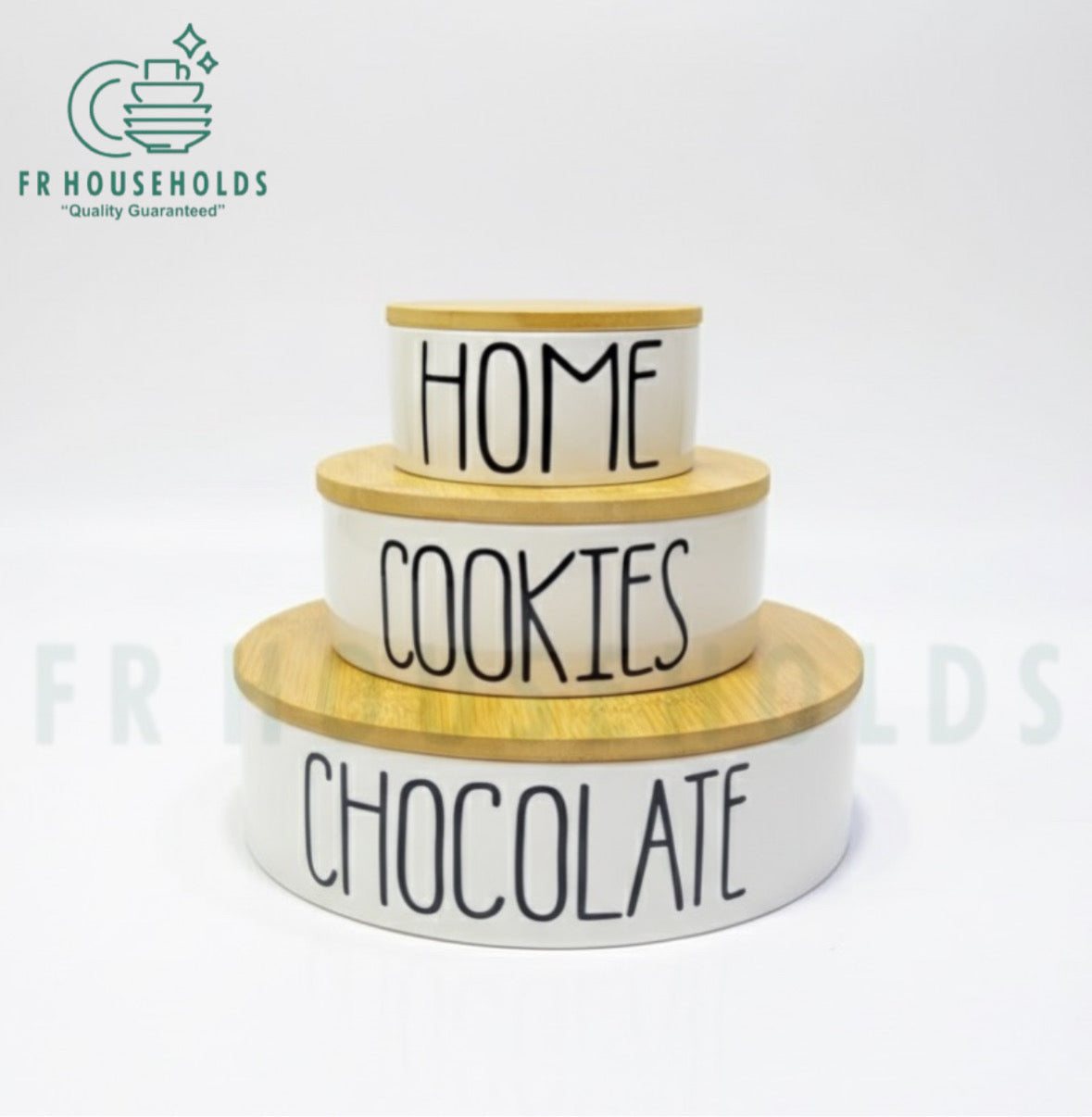 3PCS Porcelain Serving Bowls with Bamboo Lids