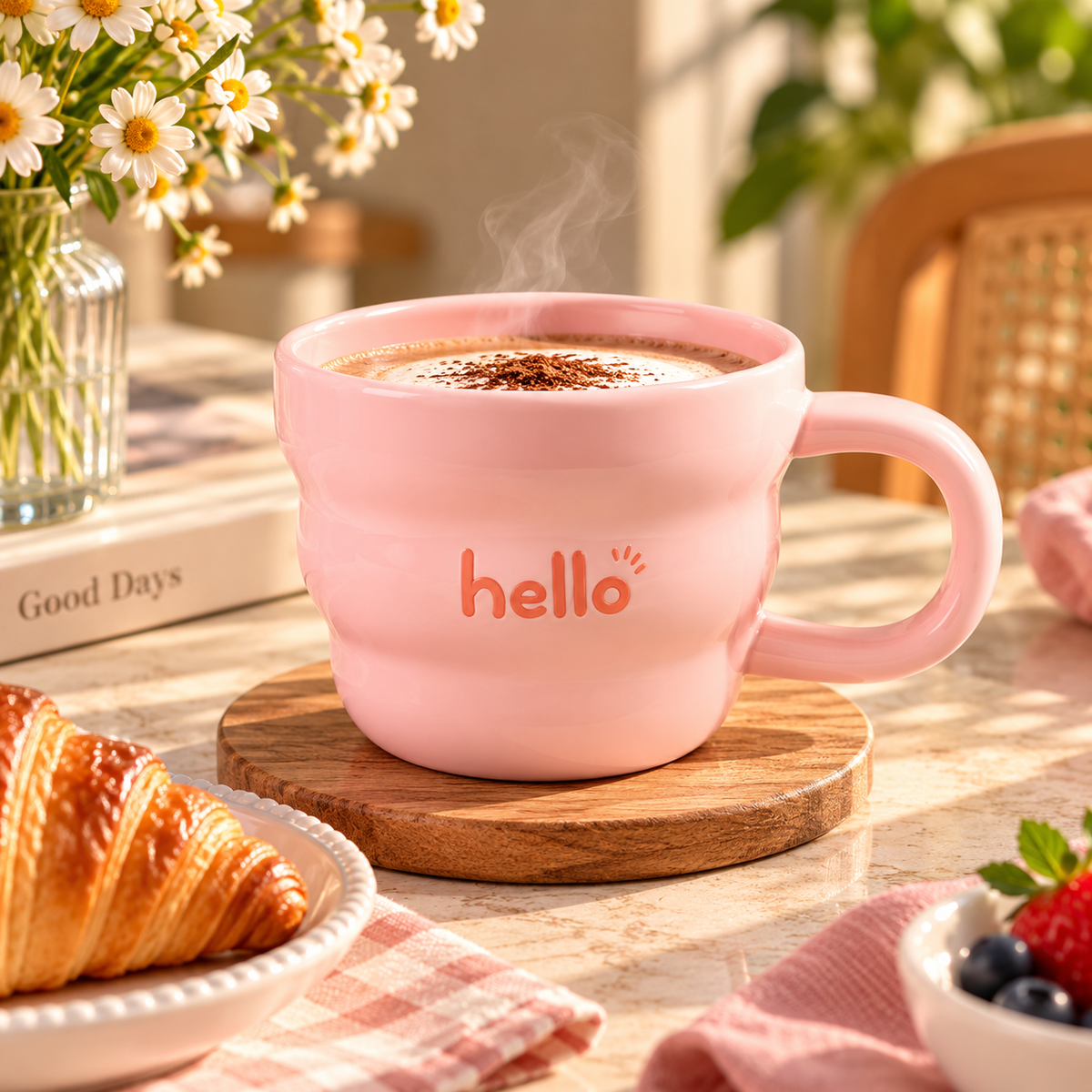 Pastel Colour Coffee Mug – Hello, Relax, Smile & Lucky