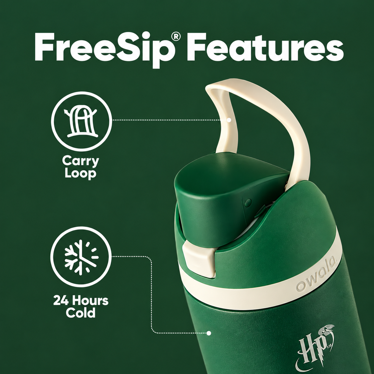 Owala FreeSip® Water Bottle - 32oz | Harry Potter Slytherin