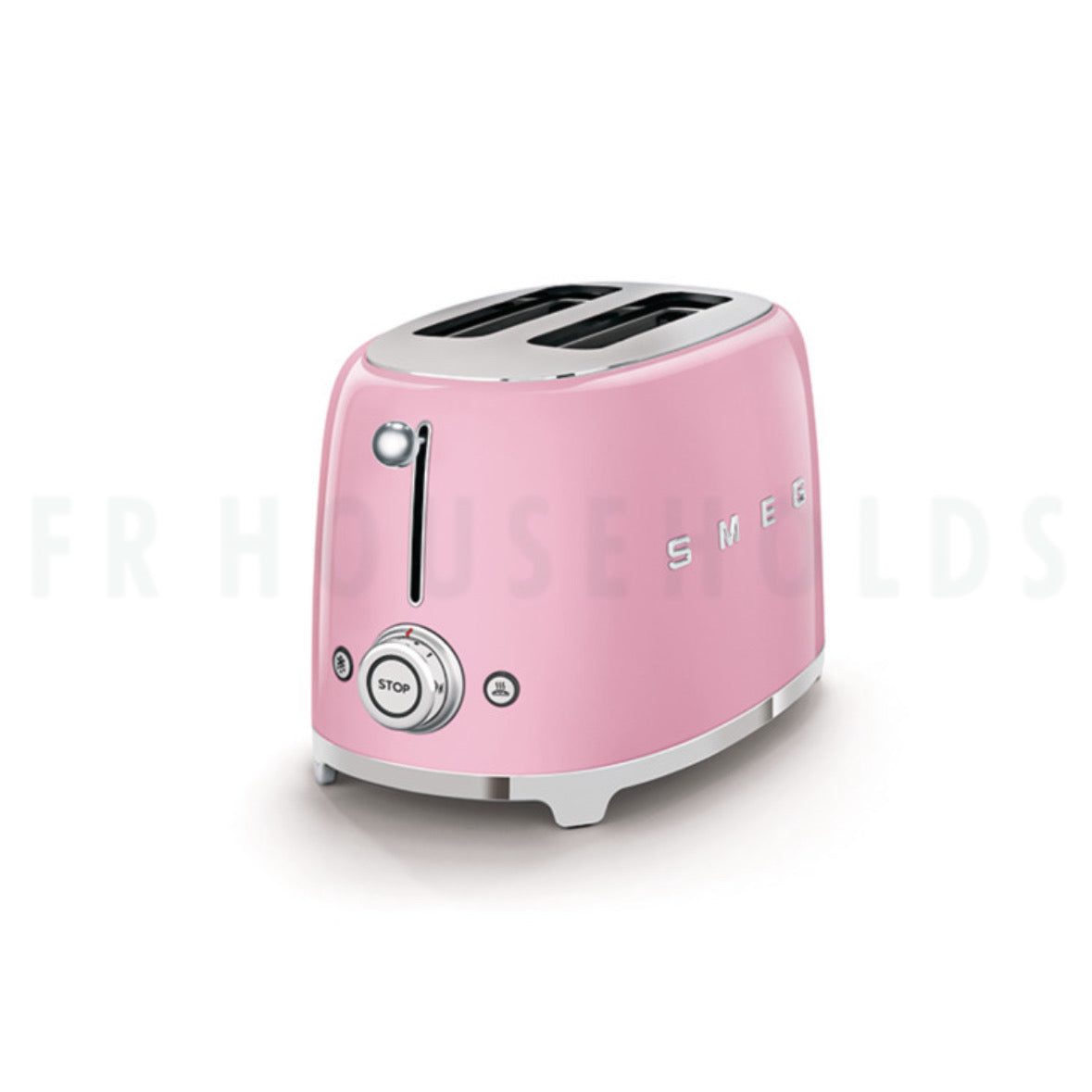 SMEG Retro Toaster Machine – Premium Stainless Steel 2-Slice Toaster with Adjustable Browning & Wide Slots | Pink
