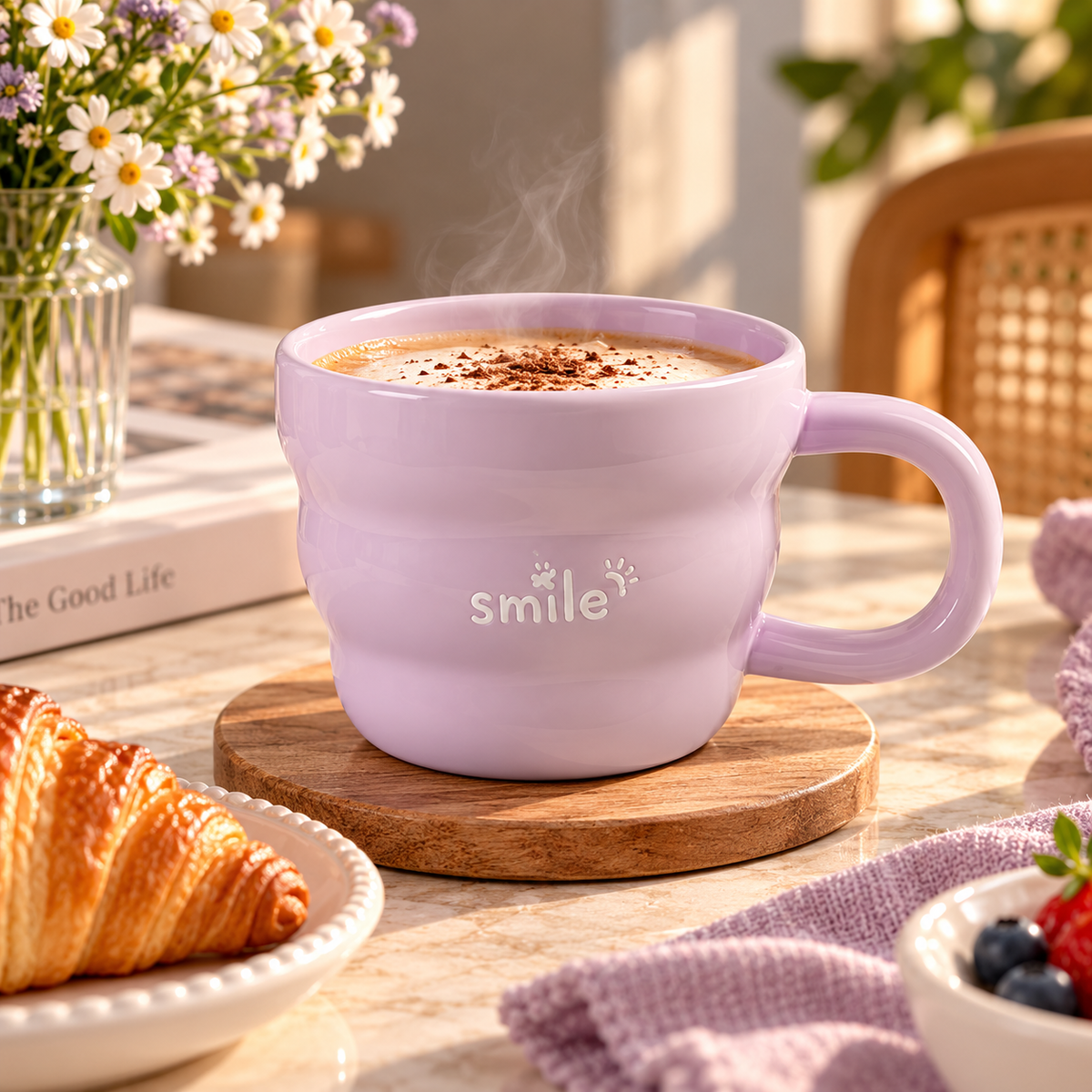 Pastel Colour Coffee Mug – Hello, Relax, Smile & Lucky