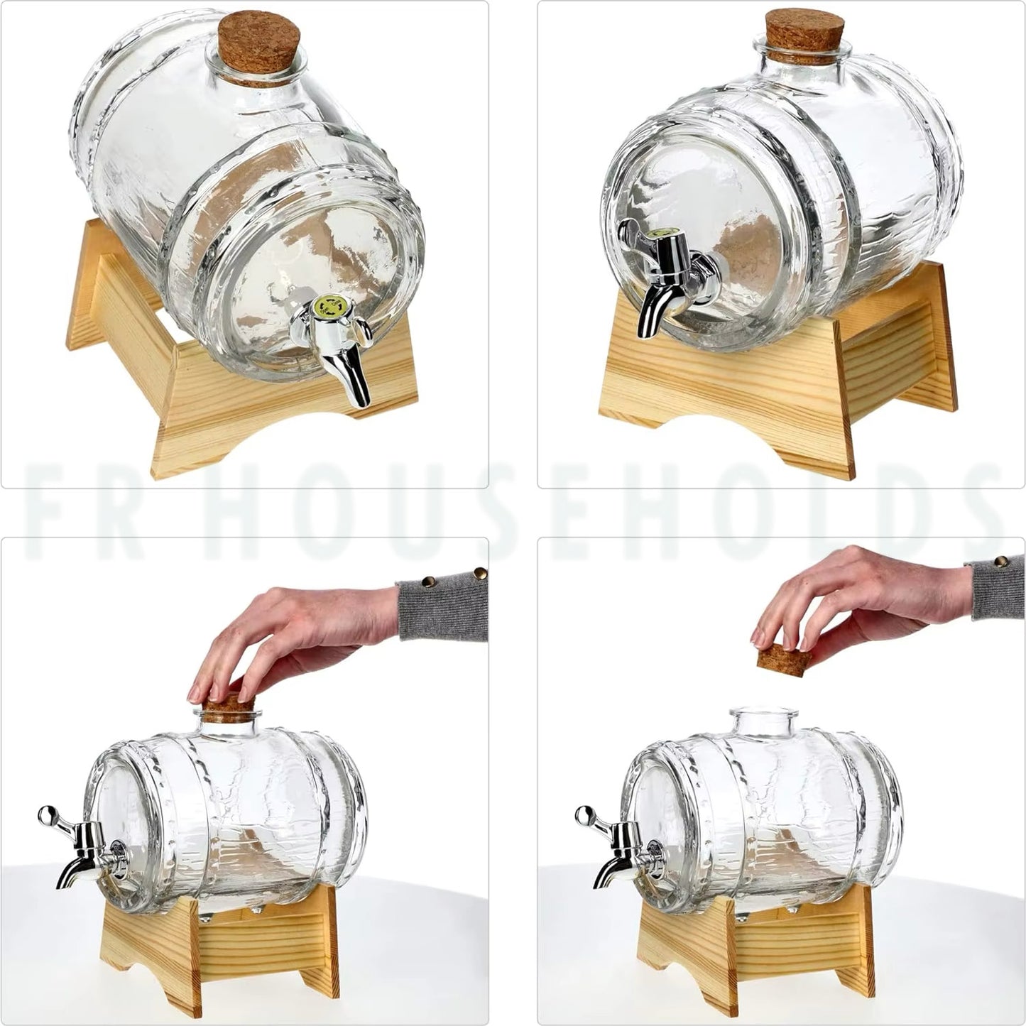 VILON Barrel Shape Beverage Dispenser With Cork Lid | 3ltrs - 5ltrs