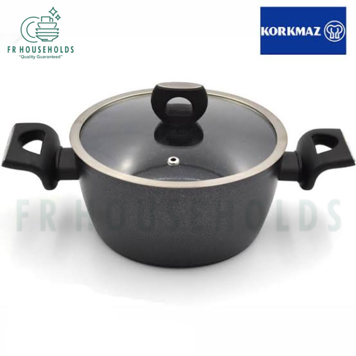Korkmaz Nora Granite Forged Aluminium Casserole Pot | 20x9.8 - 24x11.7 - 28x13.7