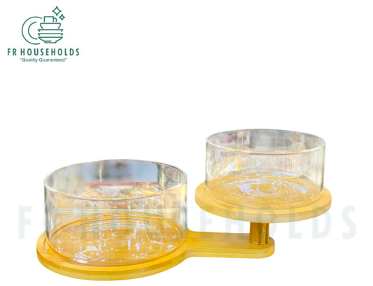 Stylish Double Step Fruit Bowl with Wooden Stand