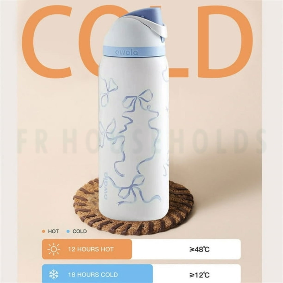 Owala FreeSip® Tied & True Blue Bow 24OZ Urban Outfitters