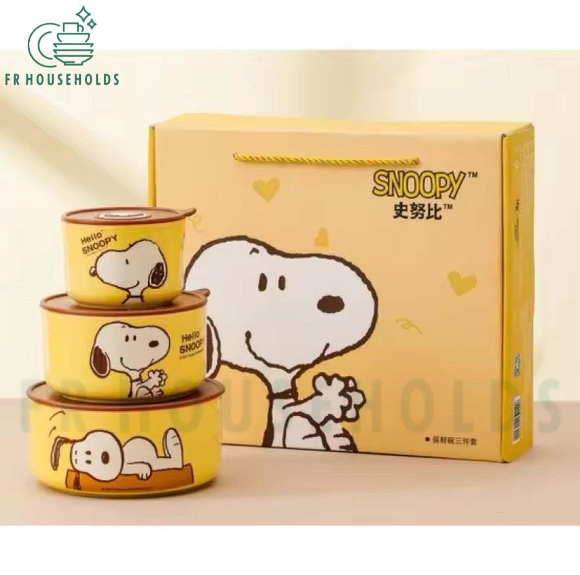 Snoopy 3pcs Airtight Food Storage Boxes With Orignal Snoopy Gift Box Packing