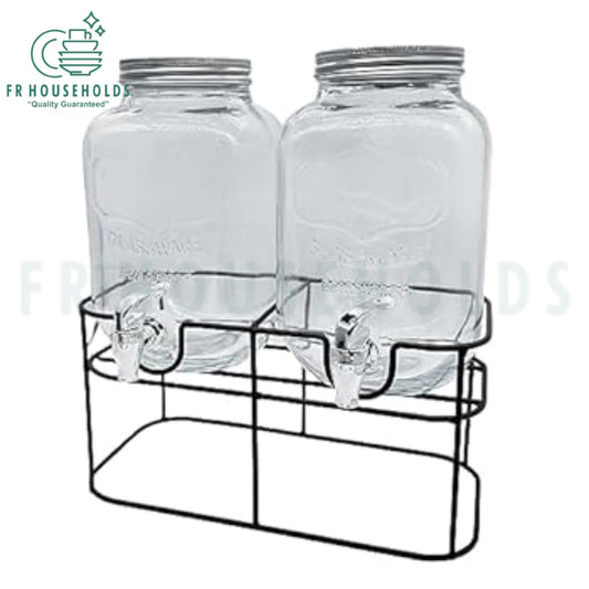Metal Stand Double Tank Beverage Dispenser Stand 4Liter + 4Liter Capacity