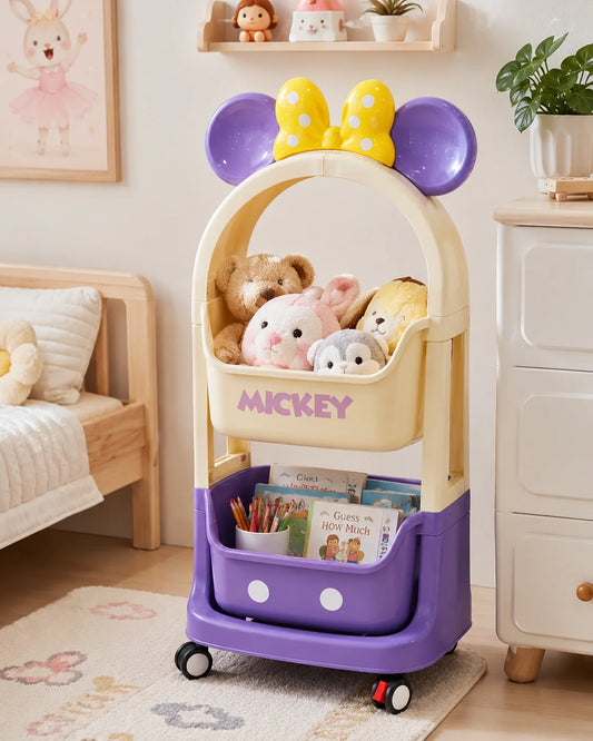 Disney Mickey & Friends 2-Tier Mobile Storage Trolley Cart - Purple Edition