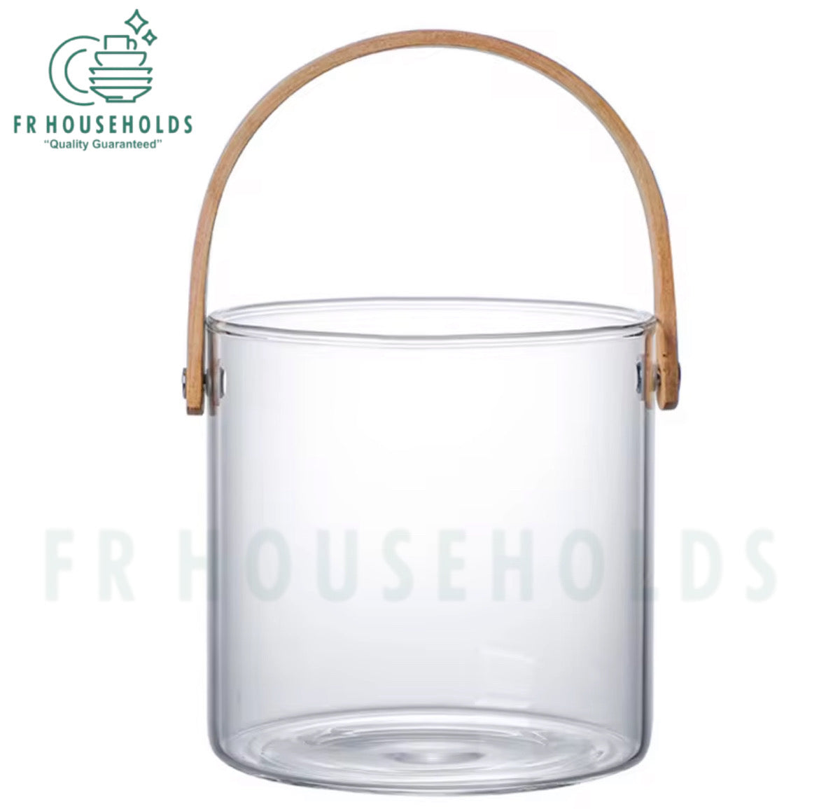 Premium Quality Multipurpose Glass Bucket with Wooden Handle | 350ml - 750ml - 1000ml | Round