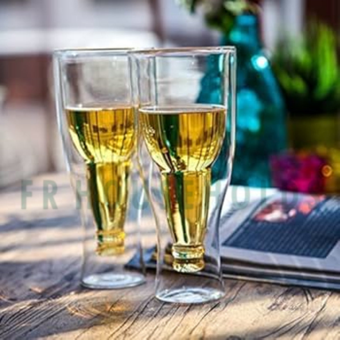Double-Walled Beer Bottle Shaped Glass Cup 500ml