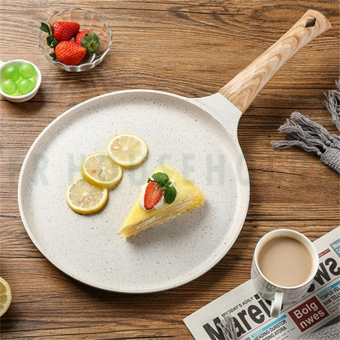 Granite Coat Crepe Pan with Induction Support Base - 28cm