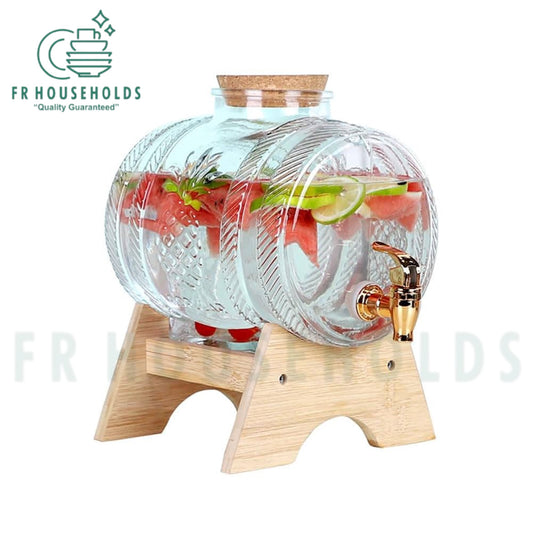 VILON Barrel Shape Beverage Dispenser With Cork Lid | 3ltrs - 5ltrs