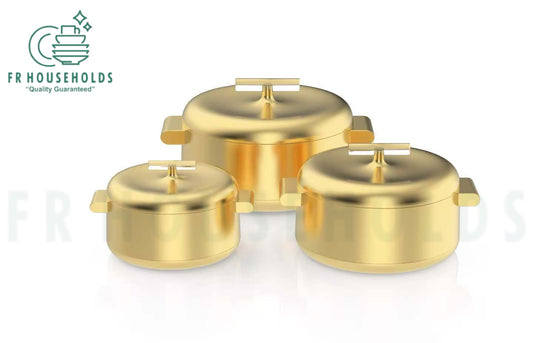 Artistic Matt Gold 3-Piece Hotpot Set – Elegant, Durable & Heat Retentive | Perfect for Everyday Use