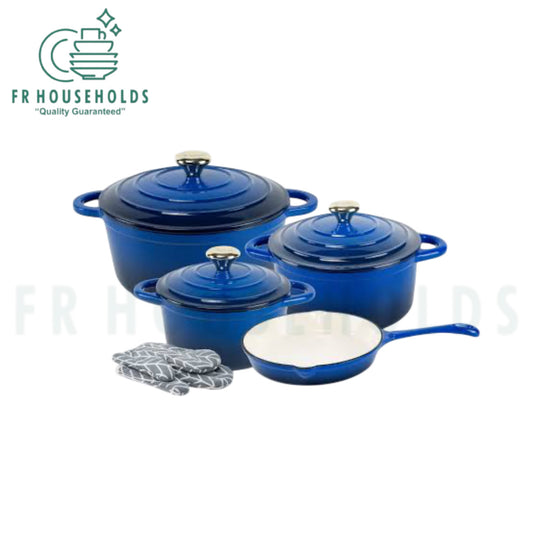 7pcs Cast Iron Enamel Cookware Set - Royal Blue