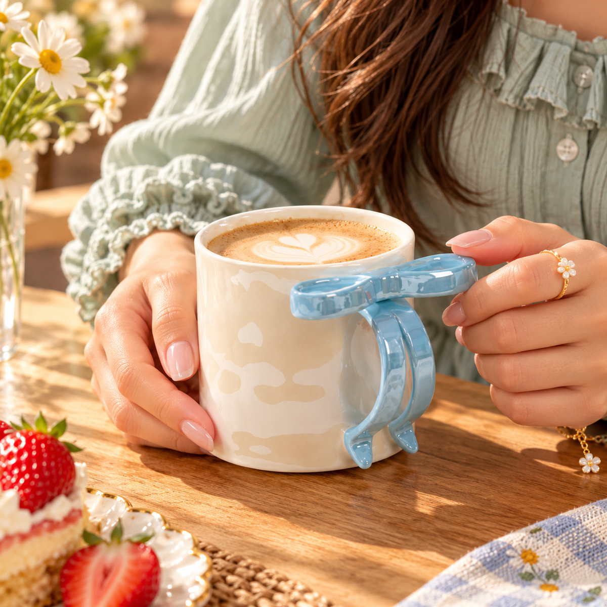 Bow Handle Ceramic Coffee Mug – Available in Different Colours